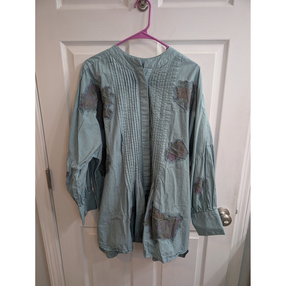 FP 3/4 Sleeve Mari Mini‎ Dress Tunic Top Distressed Cotton Oversized - Size XS